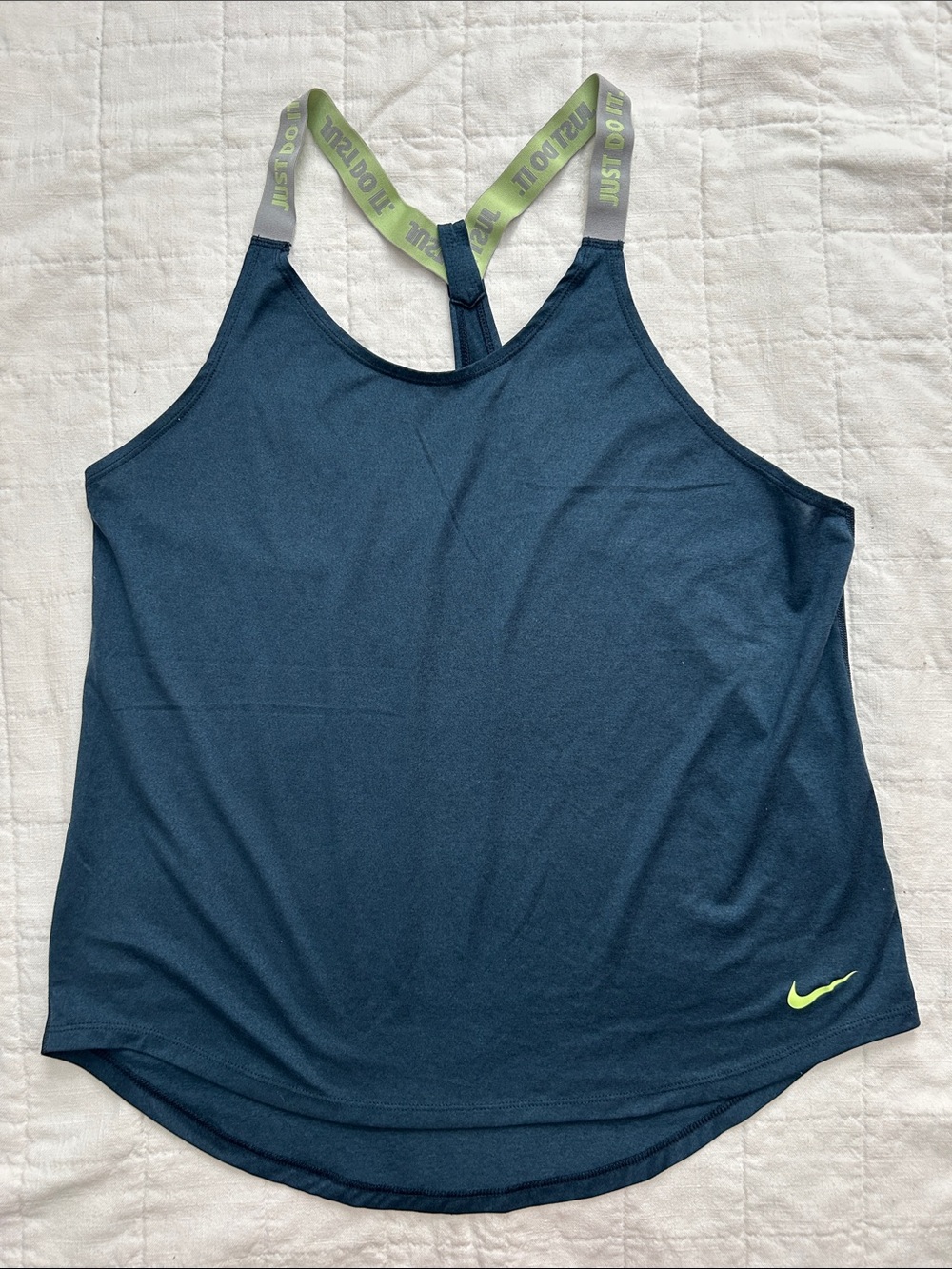 Nike Women’s Navy Tank Top with Lime Green Strap Accents